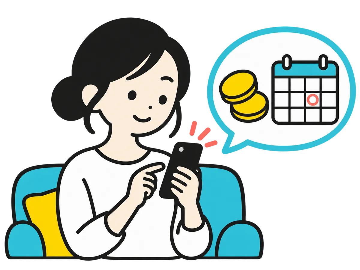 スマートフォンで話しながら、お伺いの日時を決める女性